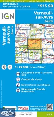 I.G.N Carte au 1-25.000ème - Série bleue - 1915 SB - Verneuil-sur-Avre - Bourth