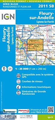 I.G.N Carte au 1-25.000ème - Série bleue - 2011 SB - Fleury-sur-Andelle - Lyons-la-Forêt
