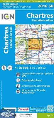 I.G.N Carte au 1-25.000ème - Série bleue - 2016 SB - Chartres - Courville sur Eure