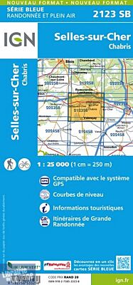 I.G.N Carte au 1-25.000ème - Série bleue - 2123 SB - Selles sur Cher - Chabris