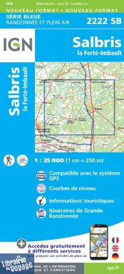 I.G.N Carte au 1-25.000ème - Série bleue - 2222 SB - Salbris - La Ferté Imbault