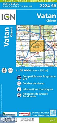 I.G.N Carte au 1-25.000ème - Série bleue - 2224 SB - Vatan - Chârost