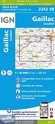 I.G.N Carte au 1-25.000ème - Série bleue - 2242 SB - Gaillac - Graulhet