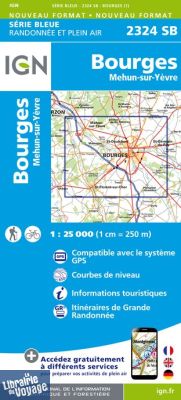 I.G.N Carte au 1-25.000ème - Série bleue - 2324 SB - Bourges - Mehun-sur-Yèvre