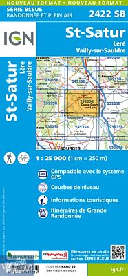 I.G.N Carte au 1-25.000ème - Série bleue - 2422 SB - St-Satur - Léré - Vailly-sur-Sauldre