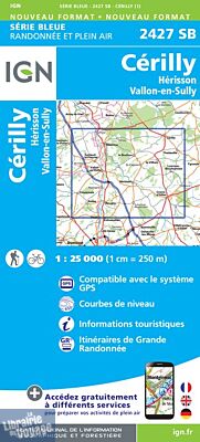 I.G.N Carte au 1-25.000ème - Série bleue - 2427 SB - Cérilly - Hérisson - Vallon en Sully