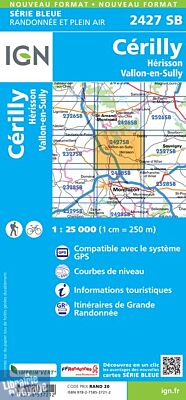 I.G.N Carte au 1-25.000ème - Série bleue - 2427 SB - Cérilly - Hérisson - Vallon en Sully