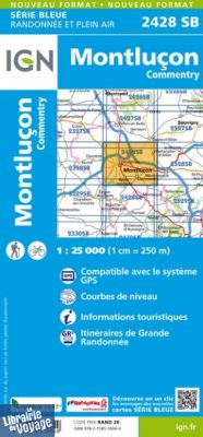I.G.N Carte au 1-25.000ème - Série bleue - 2428 SB - Montluçon - Commentry