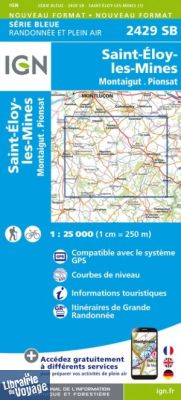 I.G.N Carte au 1-25.000ème - Série bleue - 2429 SB - Saint-Eloy-les-Mines - Montaigut - Pionsat
