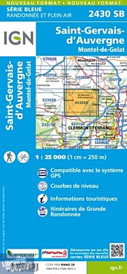 I.G.N Carte au 1-25.000ème - Série bleue - 2430 SB - Saint-Gervais-d'Auvergne - Montel-de-Gelat