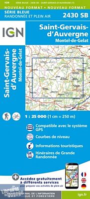 I.G.N Carte au 1-25.000ème - Série bleue - 2430 SB - Saint-Gervais-d'Auvergne - Montel-de-Gelat