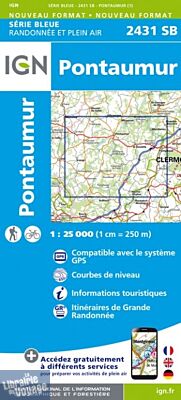I.G.N Carte au 1-25.000ème - Série bleue - 2431 SB - Pontaumur