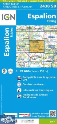 I.G.N Carte au 1-25.000ème - Série bleue - 2438 SB - Espalion - Estaing