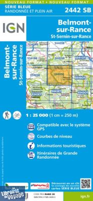 I.G.N Carte au 1-25.000ème - Série bleue - 2442 SB - Belmont-sur-Rance - St-Sernin-sur-Rance