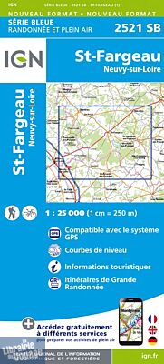 I.G.N Carte au 1-25.000ème - Série bleue - 2521 SB - St Fargeau - Neuvy sur Loire
