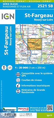 I.G.N Carte au 1-25.000ème - Série bleue - 2521 SB - St Fargeau - Neuvy sur Loire