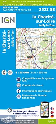 I.G.N Carte au 1-25.000ème - Série bleue - 2523 SB - La Charité sur Loire - Sully la Tour
