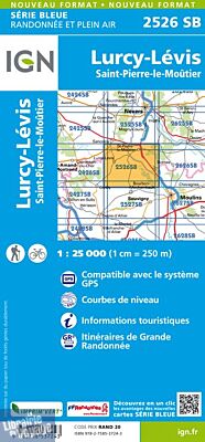 I.G.N Carte au 1-25.000ème - Série bleue - 2526 SB - Lurcy-Lévis - Saint Pierre le Moùtier
