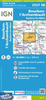 I.G.N Carte au 1-25.000ème - Série bleue - 2527 SB - Bourbon L'Archambault - Buxières les Mines 