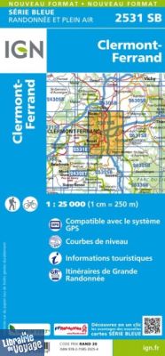 I.G.N Carte au 1-25.000ème - Série bleue - 2531 SB - Clermont-Ferrand