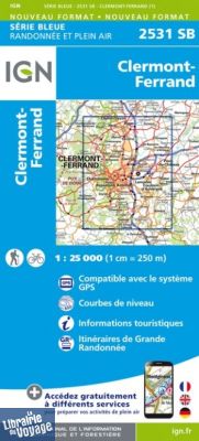 I.G.N Carte au 1-25.000ème - Série bleue - 2531 SB - Clermont-Ferrand