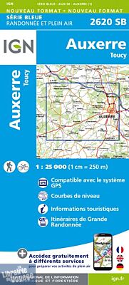 I.G.N Carte au 1-25.000ème - Série bleue - 2620 SB - Auxerre - Toucy