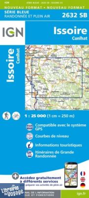 I.G.N Carte au 1-25.000ème - Série bleue - 2632 SB - Issoire - Cunlhat