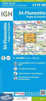 I.G.N Carte au 1-25.000ème - Série bleue - 2719 SB - Saint-Florentin - Flogny-la-Chapelle
