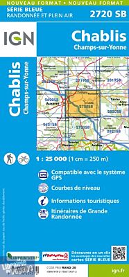I.G.N Carte au 1-25.000ème - Série bleue - 2720 SB - Chablis - Champs sur Yonne
