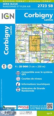 I.G.N Carte au 1-25.000ème - Série bleue - 2723 SB - Corbigny - Lormes