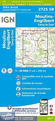 I.G.N Carte au 1-25.000ème - Série bleue - 2725 SB - Moulins-Engilbert - Cercy la Tour