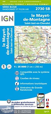 I.G.N Carte au 1-25.000ème - Série bleue - 2730 SB - Le-Mayet-de-Montagne - Saint-Just-en-Chevalet