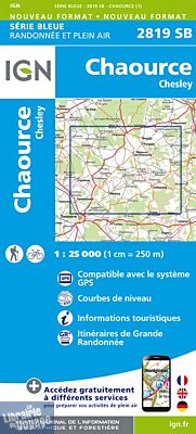 I.G.N Carte au 1-25.000ème - Série bleue - 2819 SB - Chaource - Chesley 
