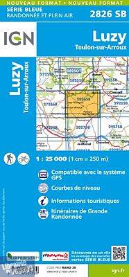 I.G.N Carte au 1-25.000ème - Série bleue - 2826 SB - Luzy - Toulon sur Arroux 