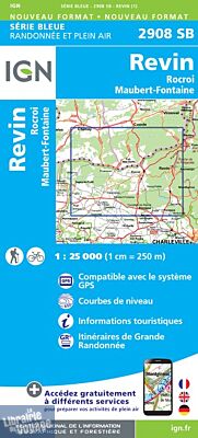 I.G.N Carte au 1-25.000ème - Série bleue - 2908 SB - Revin - Rocroi - Maubert-Fontaine 