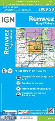 I.G.N Carte au 1-25.000ème - Série bleue - 2909 SB - Renwez - Signy l'Abbaye