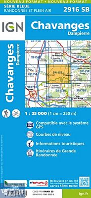 I.G.N Carte au 1-25.000ème - Série bleue - 2916 SB - Chavanges - Dampierre
