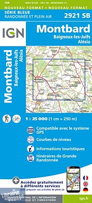 I.G.N Carte au 1-25.000ème - Série bleue - 2921SB - Montbard - Bagneus-les-Juifs - Alésia