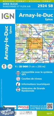 I.G.N Carte au 1-25.000ème - Série bleue - 2924SB - Arnay Le Duc - Epinac