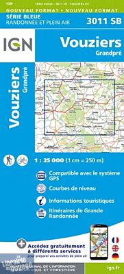 I.G.N Carte au 1-25.000ème - Série bleue - 3011 SB - Vouziers - Grandpré