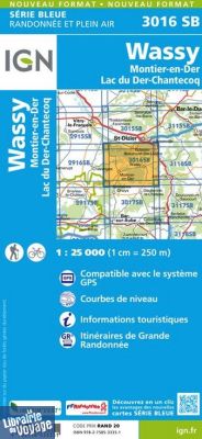 I.G.N Carte au 1-25.000ème - Série bleue - 3016 SB - Wassy - Montier en Der - Lac du Der Chantecoq
