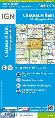 I.G.N Carte au 1-25.000ème - Série bleue - 3019 SB - Châteauvillain - Montigny sur Aube
