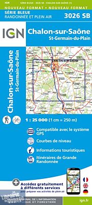 I.G.N Carte au 1-25.000ème - Série bleue - 3026 SB - Chalon sur Saône - Saint Germain du Plain