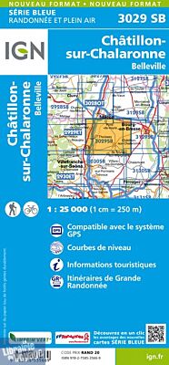 I.G.N Carte au 1-25.000ème - Série bleue - 3029 SB - Châtillon-sur-Chalaronne - Belleville