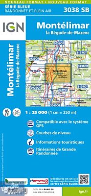 I.G.N Carte au 1-25.000ème - Série bleue - 3038 SB - Montélimar - La Bégude de Mazenc