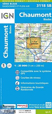 I.G.N Carte au 1-25.000ème - Série bleue - 3118 SB - Chaumont - Biesles