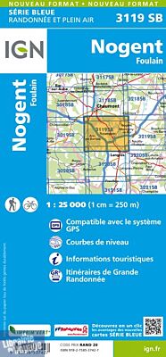 I.G.N Carte au 1-25.000ème - Série bleue - 3119 SB - Nogent - Foulain 