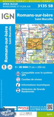 I.G.N Carte au 1-25.000ème - Série bleue - 3135 SB - Romans-sur-Isère - Saint-Marcellin