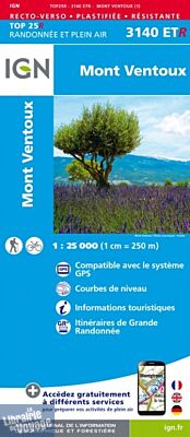 I.G.N Carte au 1-25.000ème - Série bleue - 3140 ETR - Mont-Ventoux - Résistante