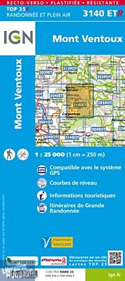 I.G.N Carte au 1-25.000ème - Série bleue - 3140 ETR - Mont-Ventoux - Résistante
